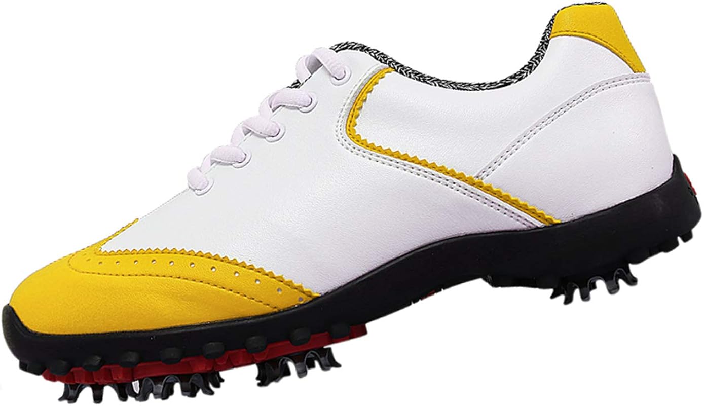 PGM Women's Waterproof Golf Shoes with Spikes Yellow Amazon.ca Shoes
