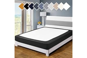 Twin Six Premium Bed Box Spring Cover, Full/Full XL Size, Update Bed Skirt, Mattress Protector Encasement, Black