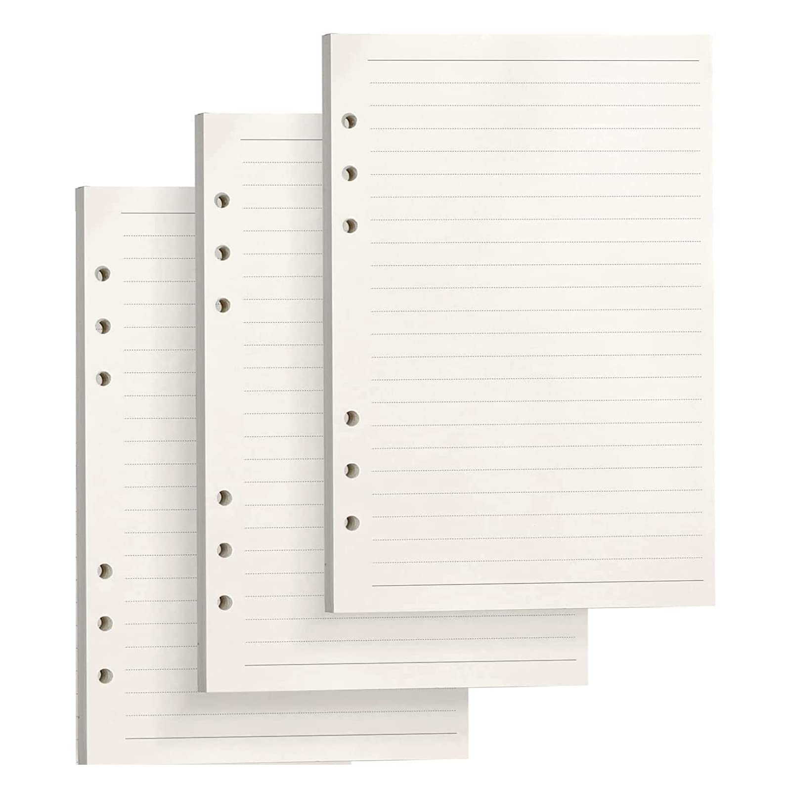 PALUDO 3 Pack A5 Lined Refill Paper, 135 Sheets/270 Pages, Cream, Thick 100GSM, 6 Hole Loose Leaf Punched, Suitable for Filofax A5, Planner, Diary, Notebooks