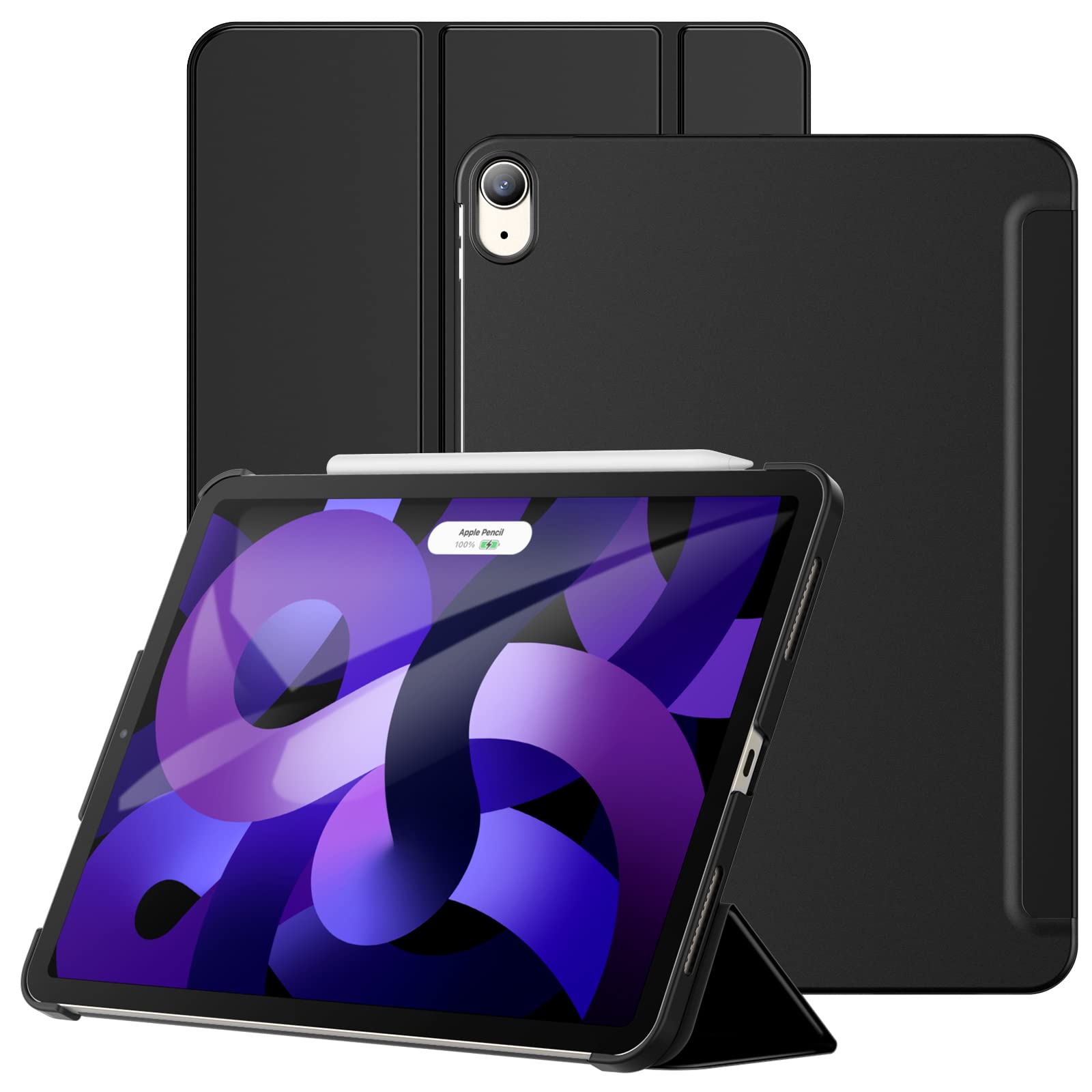 JETech Case for iPad Air 11-Inch M4/M3/M2 (2026/2025/2024), iPad Air 5/4 (2022/2020 5th/4th Generation 10.9-Inch), Protective Hard Back Shell Soft-Touch Tablet Stand Cover (Black)