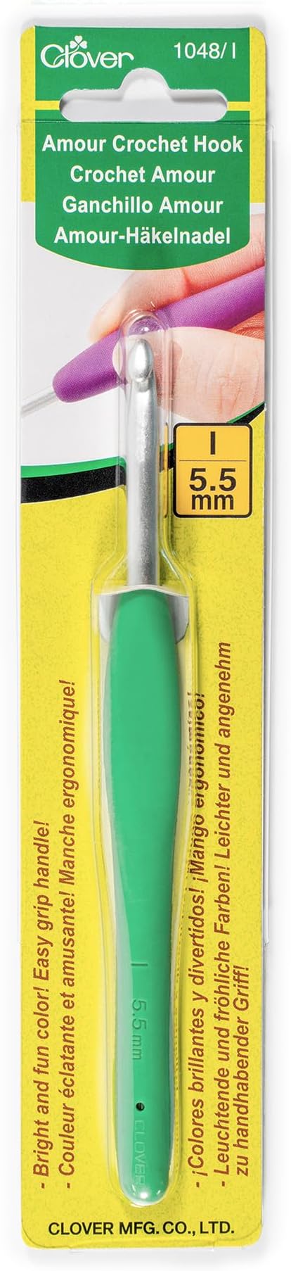 Clover Amour Crochet Hook 5.5mm Multicolour Easy Grip Clover 1048