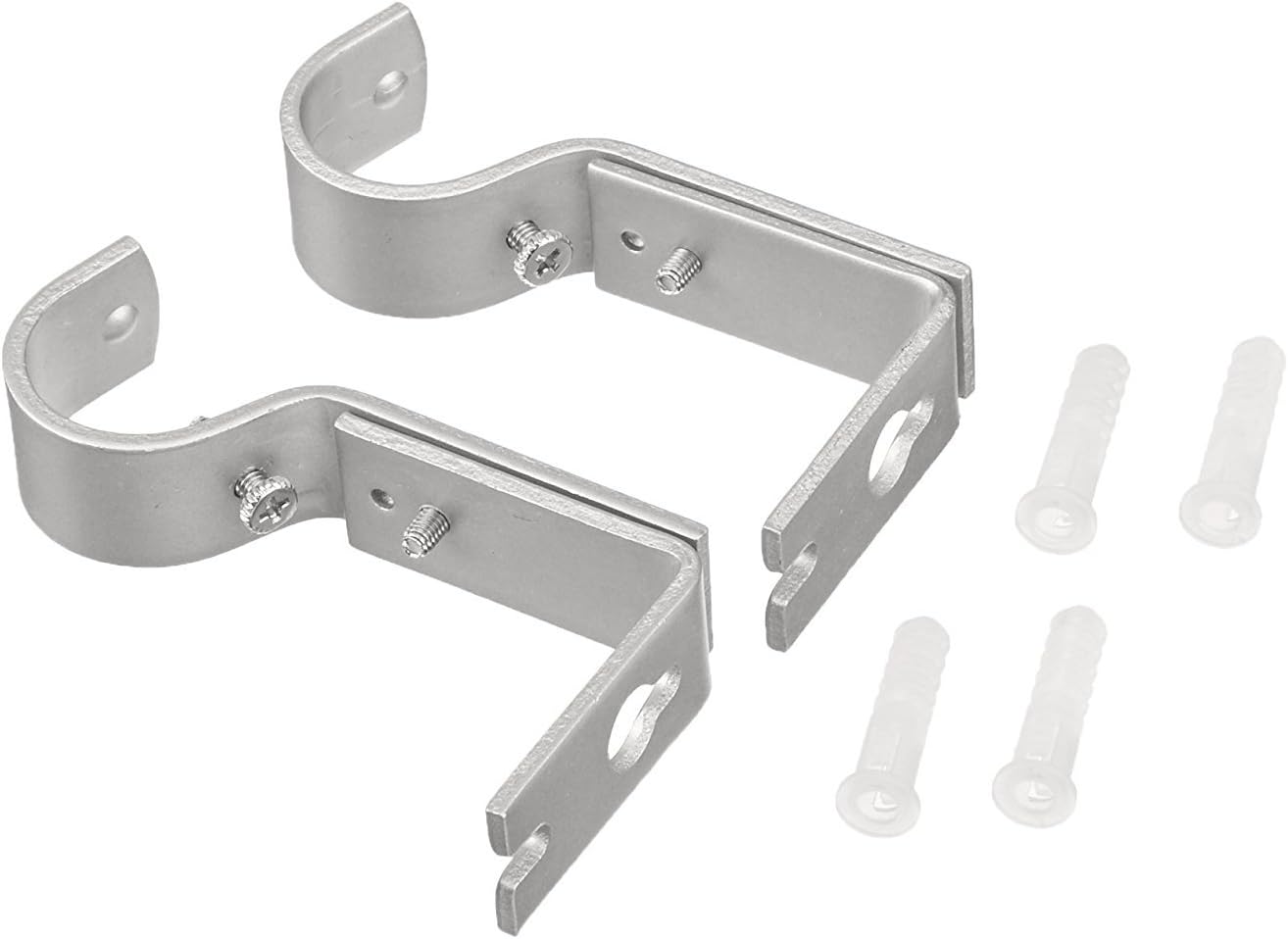 Basics Adjustable Curtain Rod Wall Bracket Hooks, Set of 2, Silver Nickel: Home & Kitchen