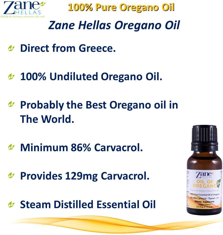 Amazon ギリシャの純粋エッセンシャルオレガノオイル 86 カルバクロール 0 5 Fl Oz 15 Ml スーパー100 Zane Hellas オレガノ