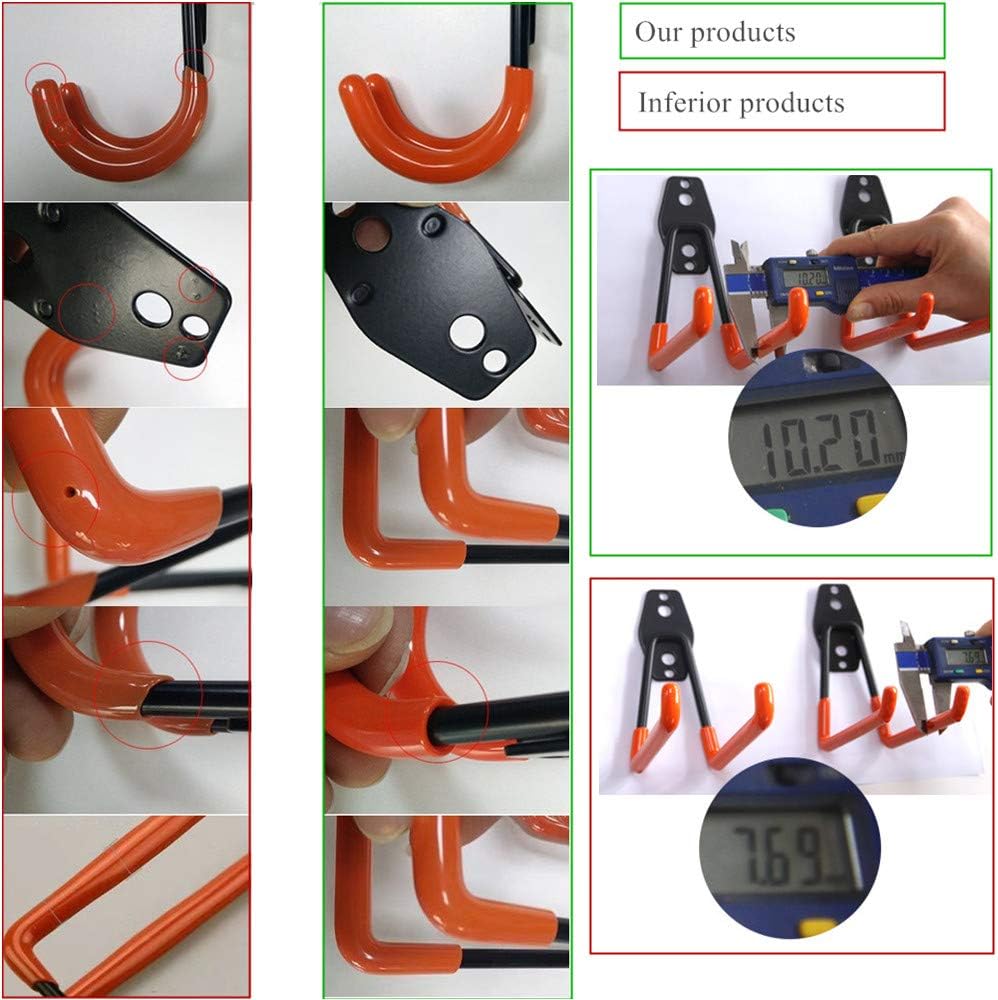 Garage Hooks Wall Mount, 10 Pack Steel Garage Storage Hooks Organizer Heavy Duty, Anti-Slip, for Hanging Bikes, Garden Tools, Ladders etc (10Packet-1) - - 