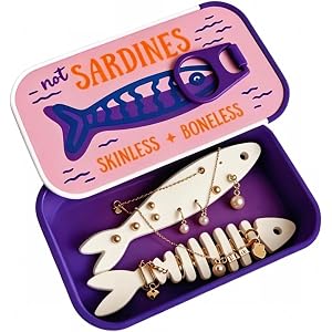 Vintage Sardine Tin Jewelry Box,travel jewelry case,Purple | 3D printed mini Portable Jewelry Holder Sardine Box,Cute Sardine