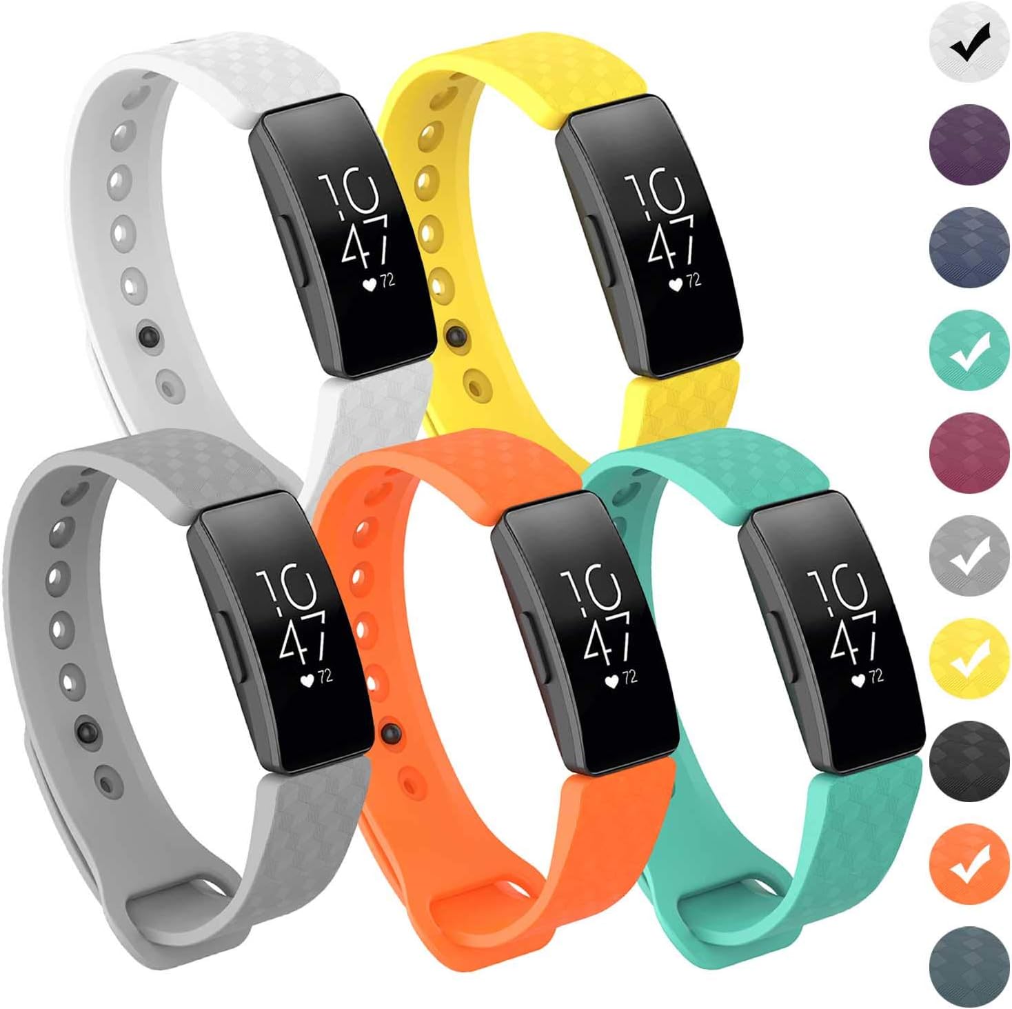 GVFM Compatible with Fitbit Inspire/Inspire HR Bands, Adjustable Soft Silicone Bracelet Accessories Sport Strap for Women Men Wristbands