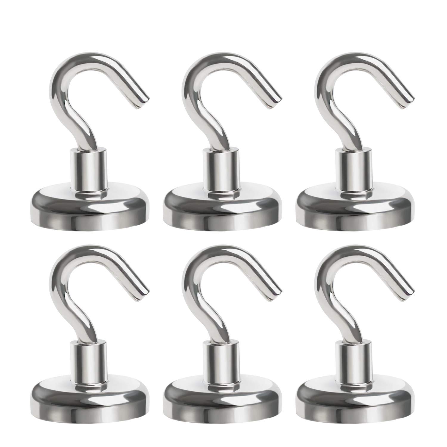 6PCS Magnetic Hooks Diameter 32mm Strong Heavy Duty Neodymium Magnetic Hook Use Cruise Kitchen,Office,Garage