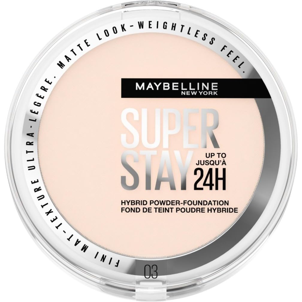 Maybelline Powder Foundation, Long-lasting 24H Wear, Medium to Full Coverage, Transfer, Water & Sweat Resistant, SuperStay 24H Hybrid Powder Foundation, 03 — image 1