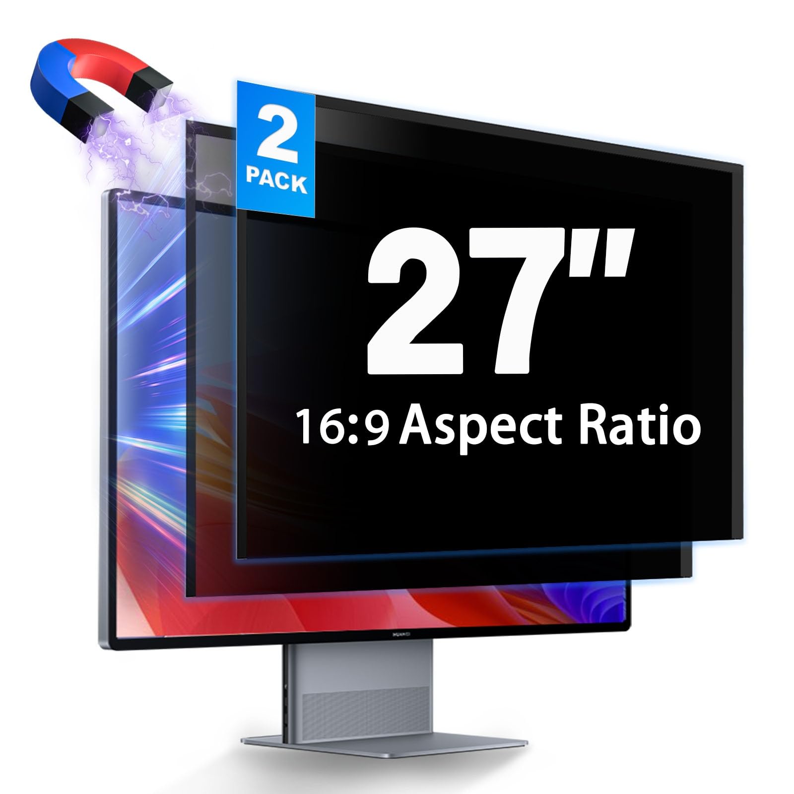 Photo 1 of 2 Pack Hidden Design Magnetic Computer Privacy Screen Filter 27 inch