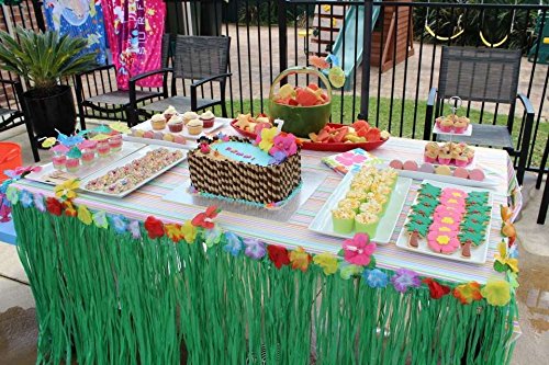 Tytroy 1 Green Table Skirt Hawaiian Luau Hibiscus 9ft Party Decoration