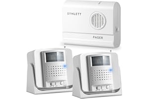SYNLETT Bed Alarm Caregiver Pager with 2 Wireless Motion Sensors Alarm Indoor Fall Prevention for Elderly Monitoring Seniors Dementia Patients Seniors Home Door Chime