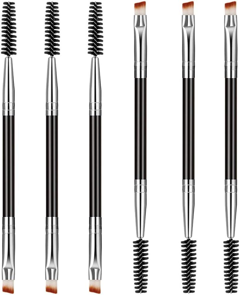 6 Packs Duo Eyebrow Brush, KANOSON Angled Eyebrow Brush Spoolie Brush