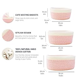 OrganiHaus Set of 3 Pink Baskets for Organizing