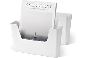 YOHOM No Drilling File Holder Wall Mails Magazines Organizer Adhesive Door Mount, Single Pocket, (White 1) (WHITE, 2 PCS)