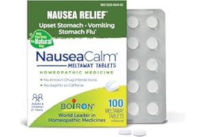 Boiron NauseaCalm Tabs - 100 Count - Relief for Upset Stomach, Nausea, and Vomiting Due to Stomach Flu, Overindulgence, or Motion Sickness - Non-Drowsy Nausea Calm Meltaway Tablets