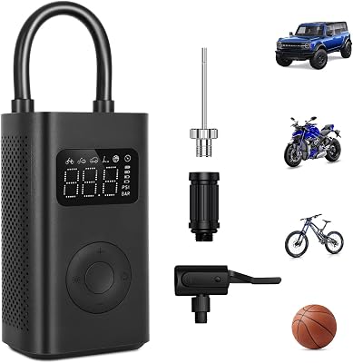 Mi Mijia Portable Electric Air Compressor 2D, Tragbarer Luftkompressor für Auto, Motorrad, Fahrrad mit bis 10,3 Bar, 3–150 PSI, 6 verschiedene Modi mit Auto-Stop,2000mAh großer Akku,USB-C,LED-Anzeige