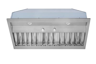 Hauslane Range Hood Insert 36 Inch, Hood Vent for Kitchen | Low Noise Performance, Professional-Grade Baffle Filters, LED Lamps, Stainless Steel Ductless Hood, Built in Range Hood 18.5” Deep