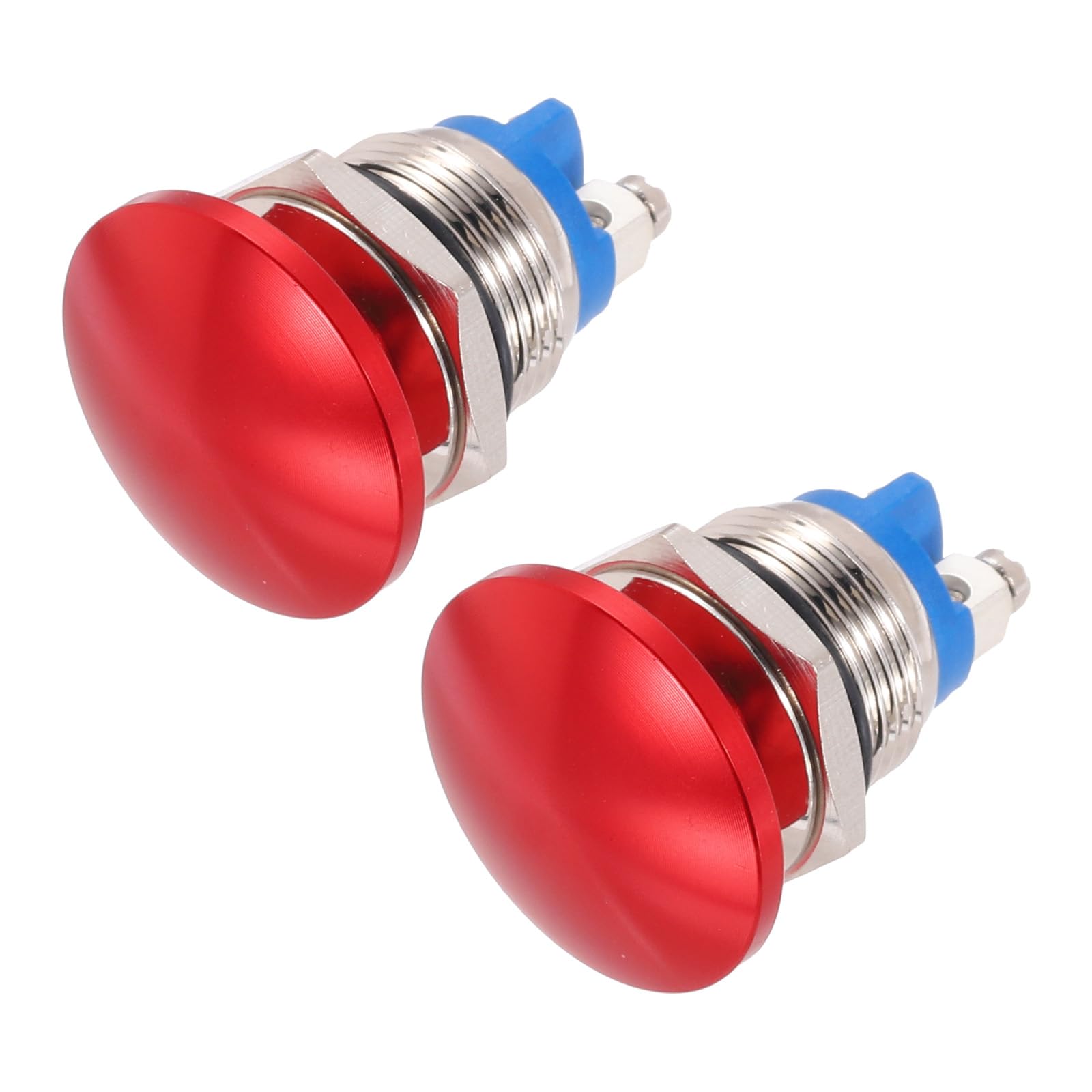 METALLIXITY 2PCS 3A 16MM 5/8" Momentary Mushroom Head Push Button Switch 12V 24V 120V 250V AC Red 1NO Waterproof IP65 SPST Domed Round 2 Screw Foot Button Switch