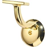 khtumeware 6 Pack Polished Brass Hand Rail Bracket Heavy Duty Hardware for Stairways, Home or Office Vintage Stair Support Handrail Brackets