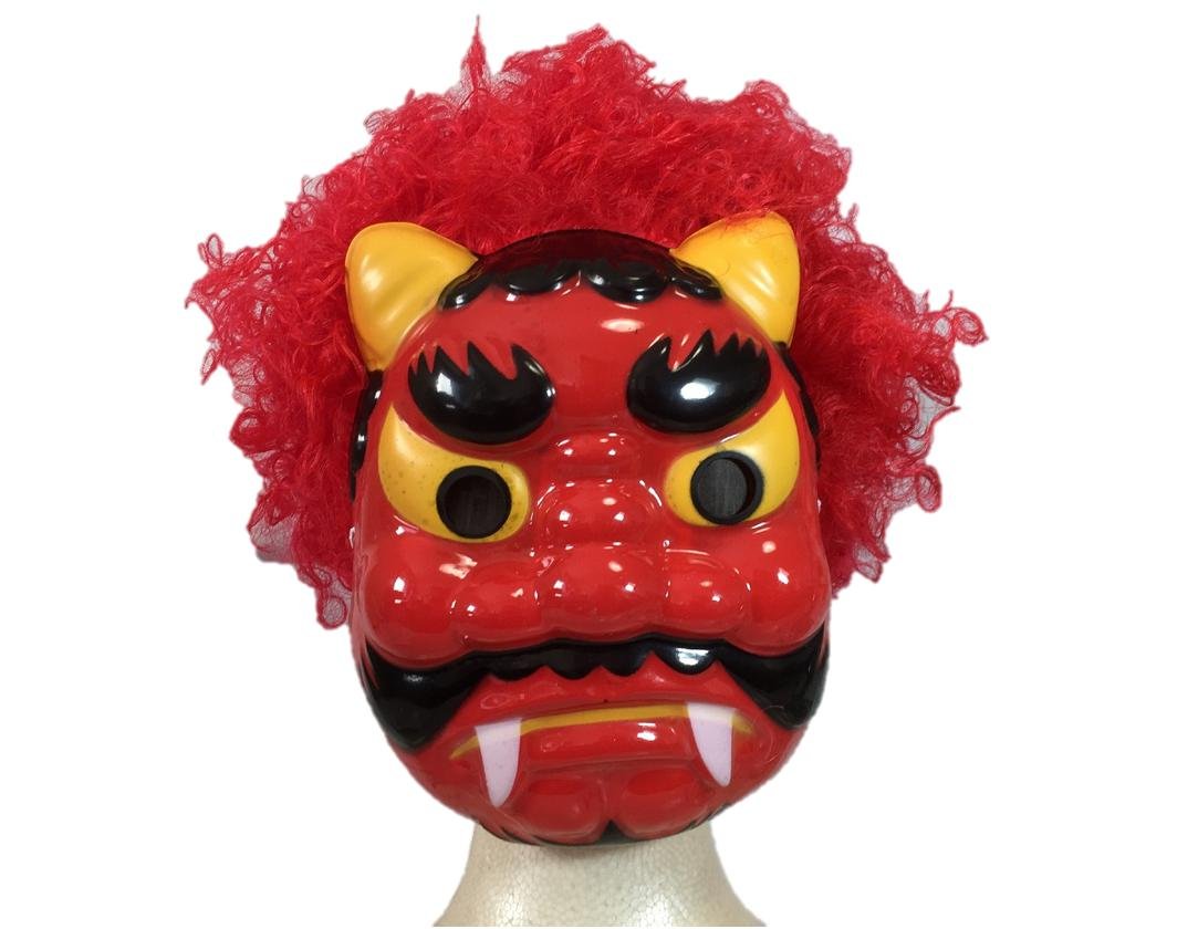 Amazon.co.jp： ド迫力!! 【 赤 鬼 青 鬼 お面 】 チリチリ頭 の かつら との2点セット 節分 にどうぞ / オニ おめん ...