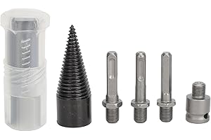 Luqeeg 5Pcs Steel Wood Splitting Drill Bit Set, Round Shank, 90 Degrees, For Oak, Hickory, Walnut, Home, Outdoor, Camping, Fa