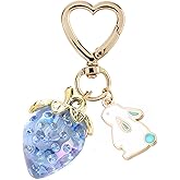 Agromusk Cute Strawberry Keychain,Bag Charms,Kawaii Heart Flower Daisy Key chains Accessories Decor for Girls Purse Gift