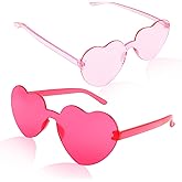 AMCAMI 2 Packs Heart Shaped Sunglasses for Women Colored Heart Shaped Glasses Bachelorette Party Favors