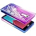 LG G4 Case w/[Tempered Glass Screen Protector], NageBee Glitter Liquid Quicksand Waterfall Floating Flowing Sparkle Shiny Bling Diamond Girls Cute Case -Purple/Blue