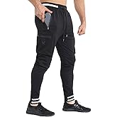 BROKIG Men Large Capacity Gym Joggers Pants with Zipper Pockets,Workout Tapered Casual Athletic Sweatpants Track Pants