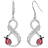 Cat/Bunny/Panda/Ladybug/Dragon/Bat/Spider/Bee/Feather/Dragonfly Dangle Earrings 925 Sterling Silver Animal Jewelry Gifts for Women