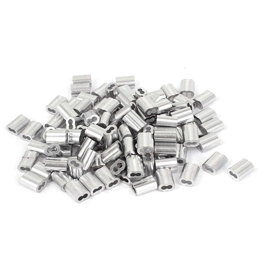 Sourcingmap 1/10-inch Wire Rope Aluminum Sleeves Clip Fittings Cable Crimps 100pcs