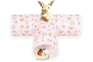 DEOFUN 3 Way Washable Hideout Toys, Small Pet Tunnels and Tubes for Baby Rabbit Ferret Hamster Chinchilla Hedgehog Hiding and Resting (White)