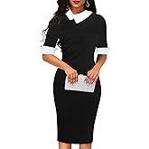 oxiuly Women's Retro Bodycon Knee-Length Formal Office Dresses Work Pencil Dress OX276