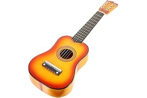 Veemoon 21 Inch Kids Acoustic Guitar 6 String Wooden Small Guitar Beginner Instrument (Yellow)