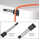KBNIAN 20pcs Adjustable Nylon Cable Ties Self-Adhesive Cord Management Clips view 3
