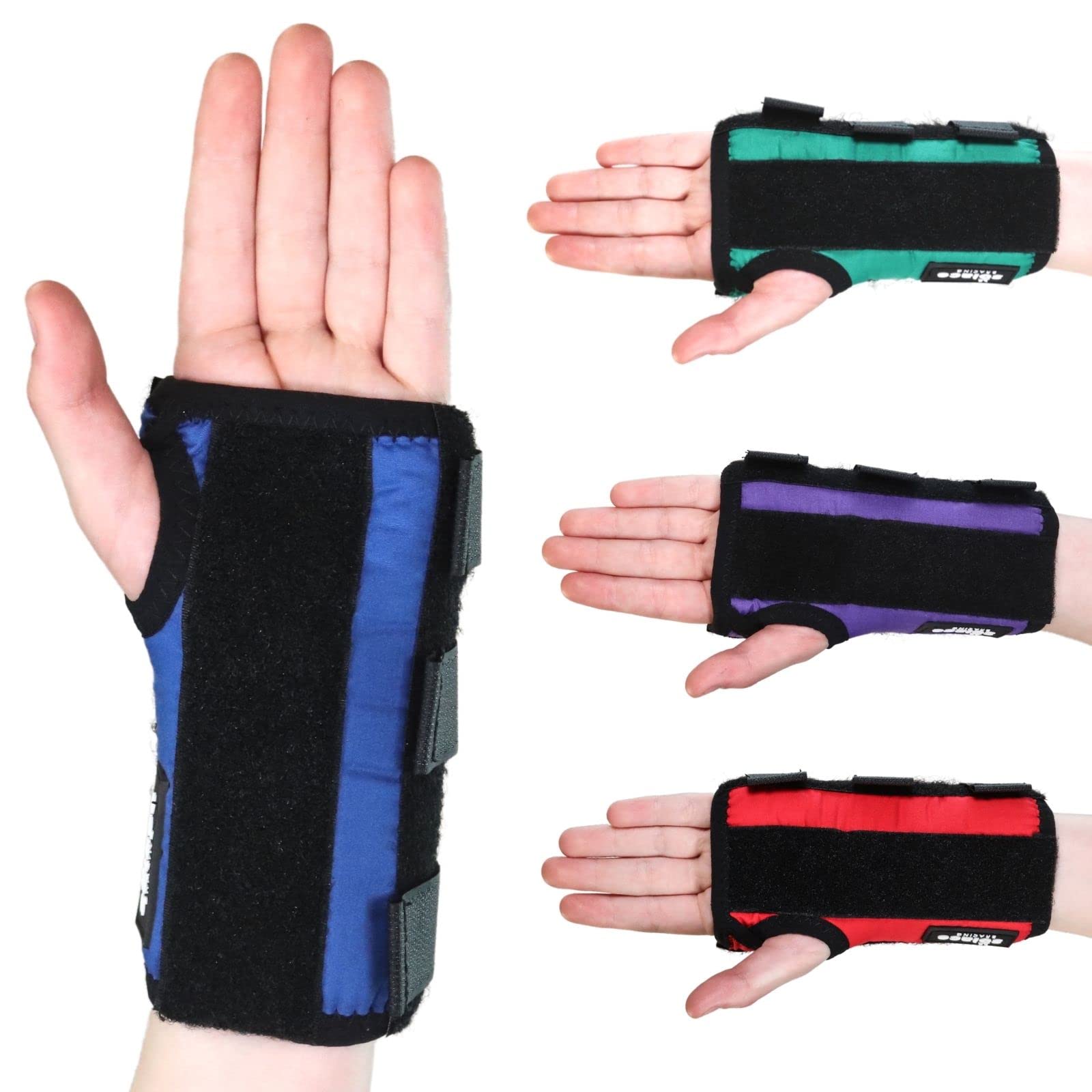 Solace Bracing Children's Padded Wrist Support (4 Fun Colours) - British Made & NHS Supplied Kids Wrist Brace Splint - #1 for Fractures, JI Arthritis, Sprains, RSI, Injuries & More - Blue, M, Right