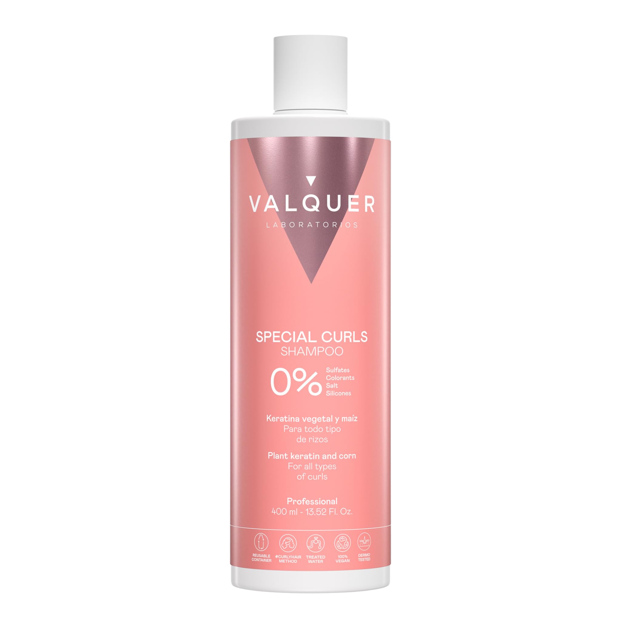 Valquer Professional Special Curl Shampoo for Curly Hair. Sulfate Free, Salt Free, Vegan - Up to 96% Natural Origin (400ml)