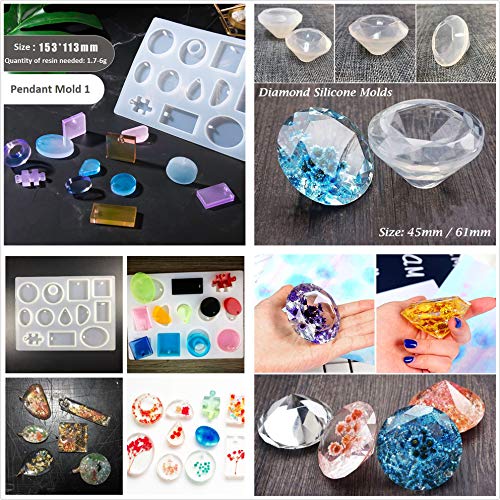 UV Epoxy Resin Jewelry Kit Cristal NonToxic, 3 Epoxy + 11 Molds 31