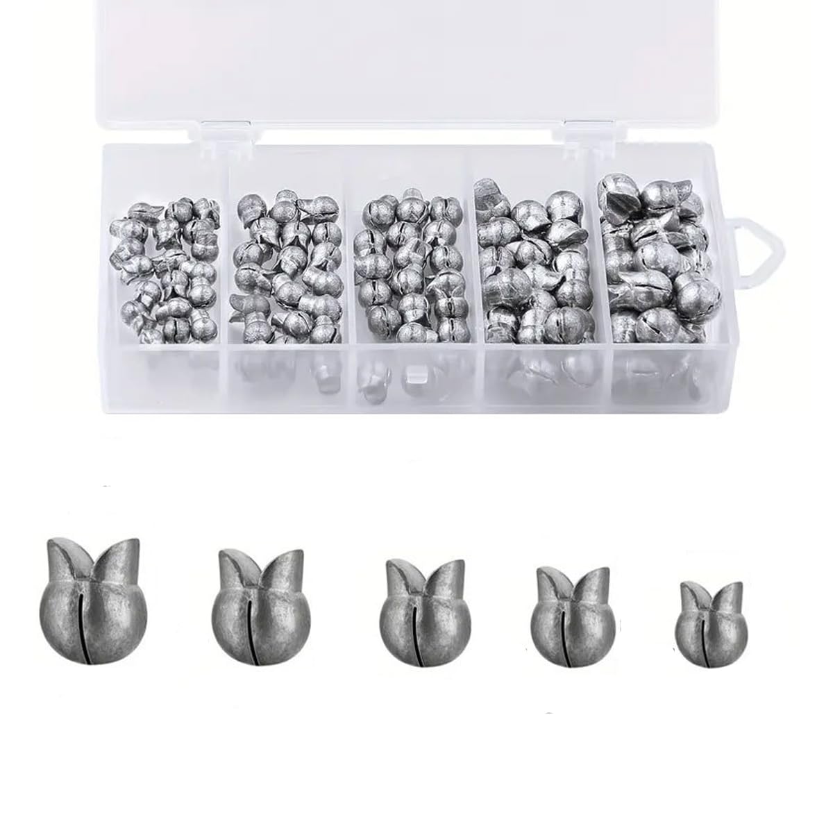 FOLANDO 100 PCS Small Fishing Weights, Fishing Split Weights Sea Fishing Weights for Carp, River, Saltwater, Freshwater(0.5g/0.8g/1g/1.5g/2g)