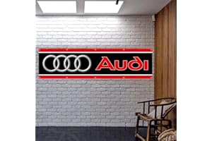 ENMOON Large Banner For Audi Car Racing Flag (2x8ft, Vivid Color, 150D Poly) Banner Garage Shop Wall Decor Large Flag Man Cav