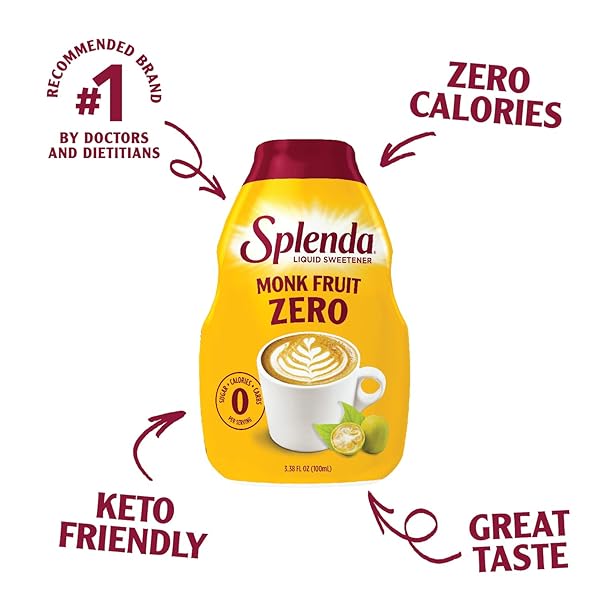 SPLENDA MONK FRUIT LIQUID ZERO CALORIE SWEETENER DROPS, 3.38 FL OZ BOTTLE (PACK OF 1)