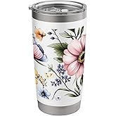 Elegant Floral Pattern Stainless Steel Insulated Tumbler