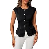 winkbay Women's Button Down Cap Sleeve Blouse Crew Neck Split Hem Work Office Shirts