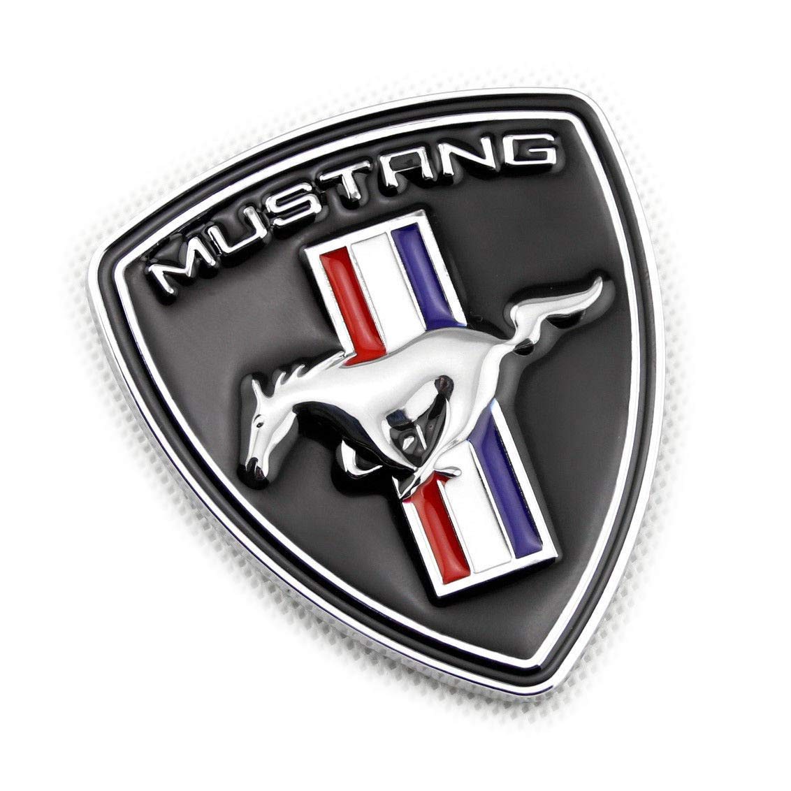 thumbnail image 2 of 8-Inch Black Mustang Pony Grille Emblem – Front Or Rear, Chrome Accents 2 of 6