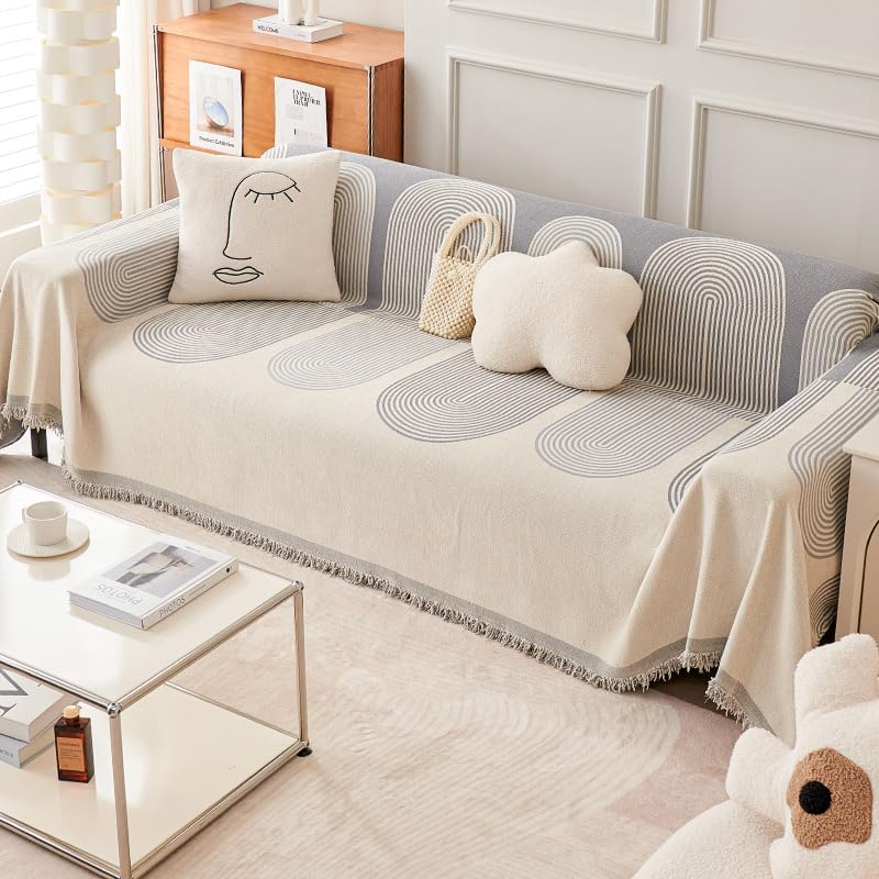 BIVOO Chenille Double Sided Sofa Cover 180x260cm Gray Protector