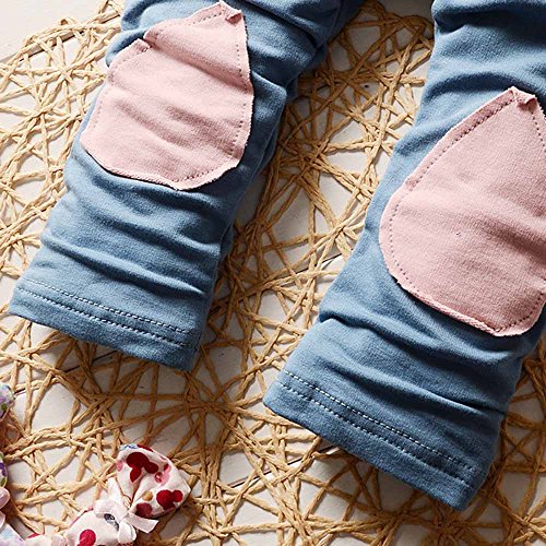 Kehen 2pcs Kids Autumn Outfits Set Stripes Long Sleeve Cotton Hoodies Tops + Elastic Long Pants (#2 Pink, 3T) - Thumbnail 7