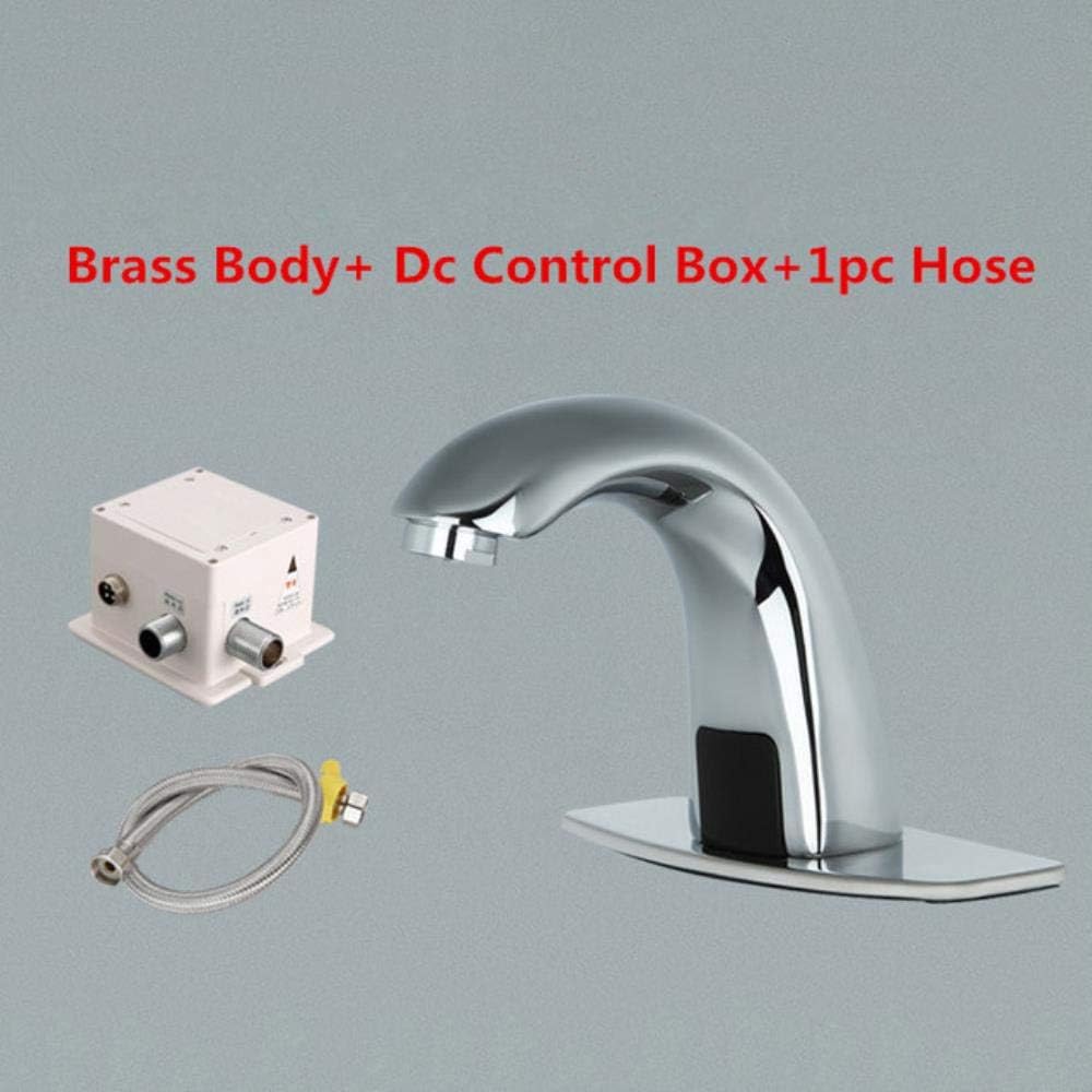 Bath Shower Taps Automatic Electronic Hands Free Bathroom Faucet Basin Cold Water Touchless Mixer Infrared Basin Sensor Water Faucet 4201,Brass Dc