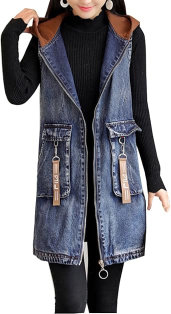Veste en jean longue sans manche femme Outlet
