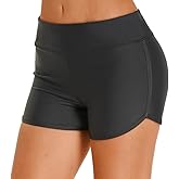 HODOSPORTS Women's 3" High Waisted Swim Board Shorts UPF50+ Quick Dry Swimsuit Bikini Bottoms with Liner