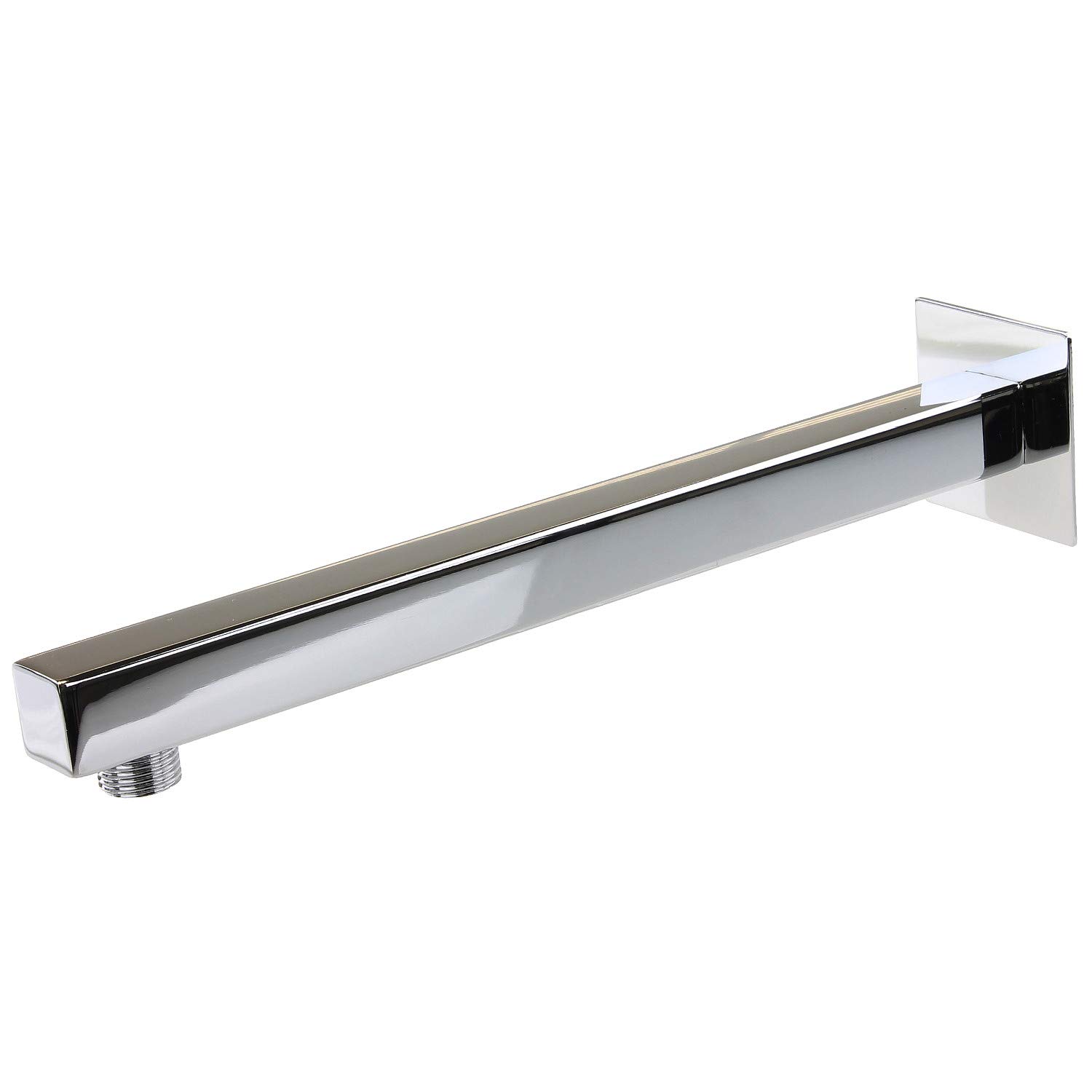 Sanixa Premium Shower Arm Square 20 cm Solid Brass Chrome-Plated with Wall Rosette for Rain Shower
